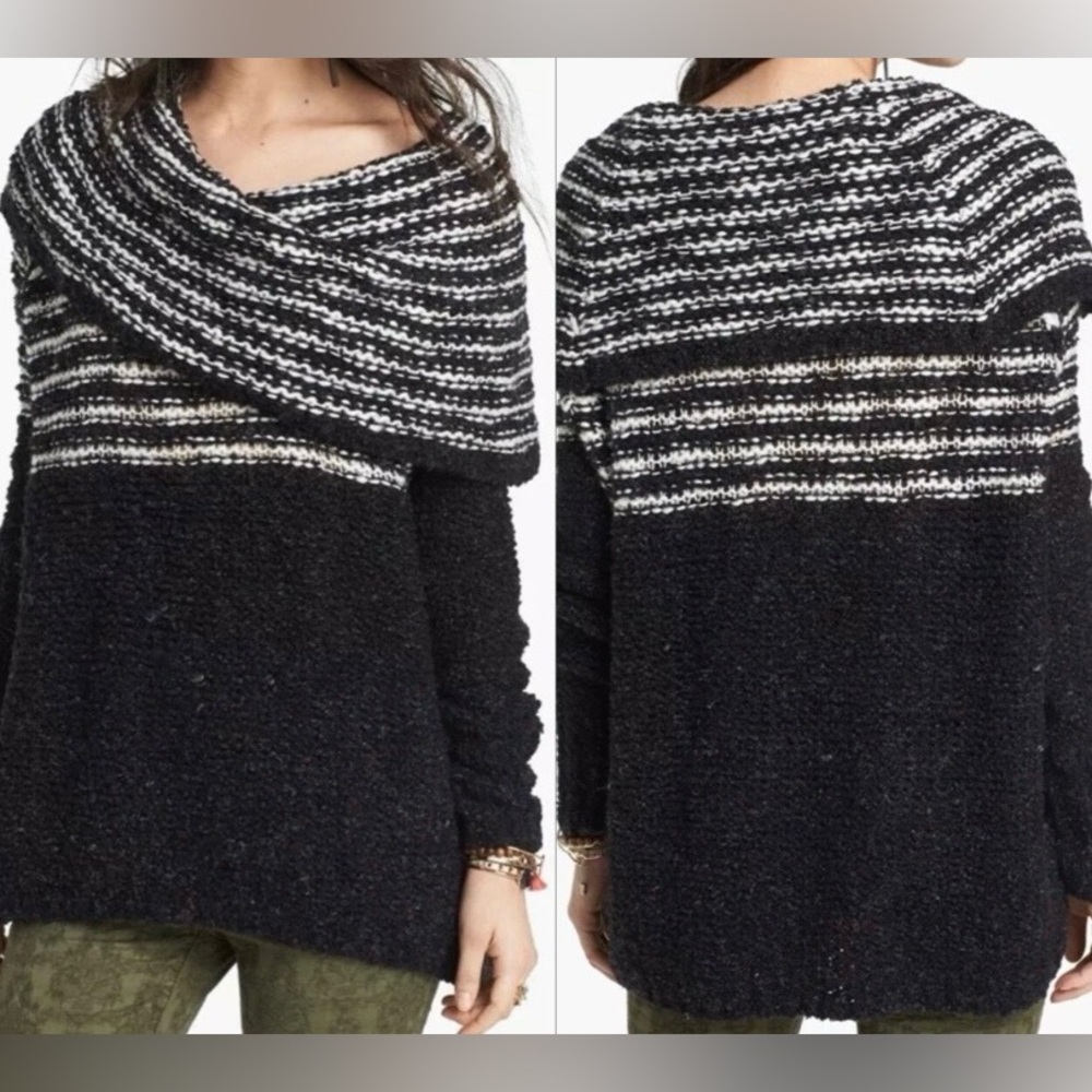 Free People Engineer Striped Cowl Neck Sweater Size XS
